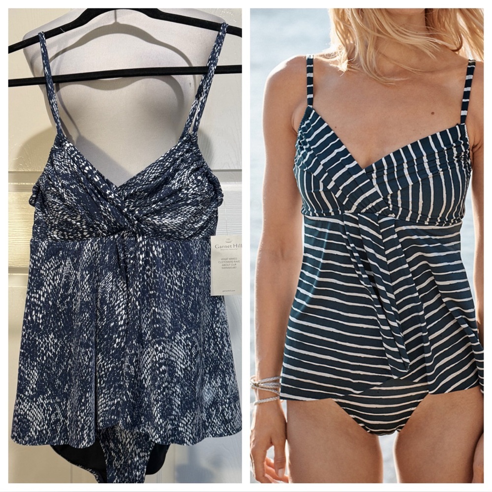 NWT! Garnet Hill Ruched-Overlay One-Piece Swimsuit